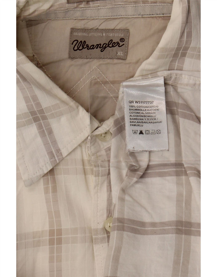 Wrangler Mens Classic Slim Fit Shirt XL Off White Check Cotton