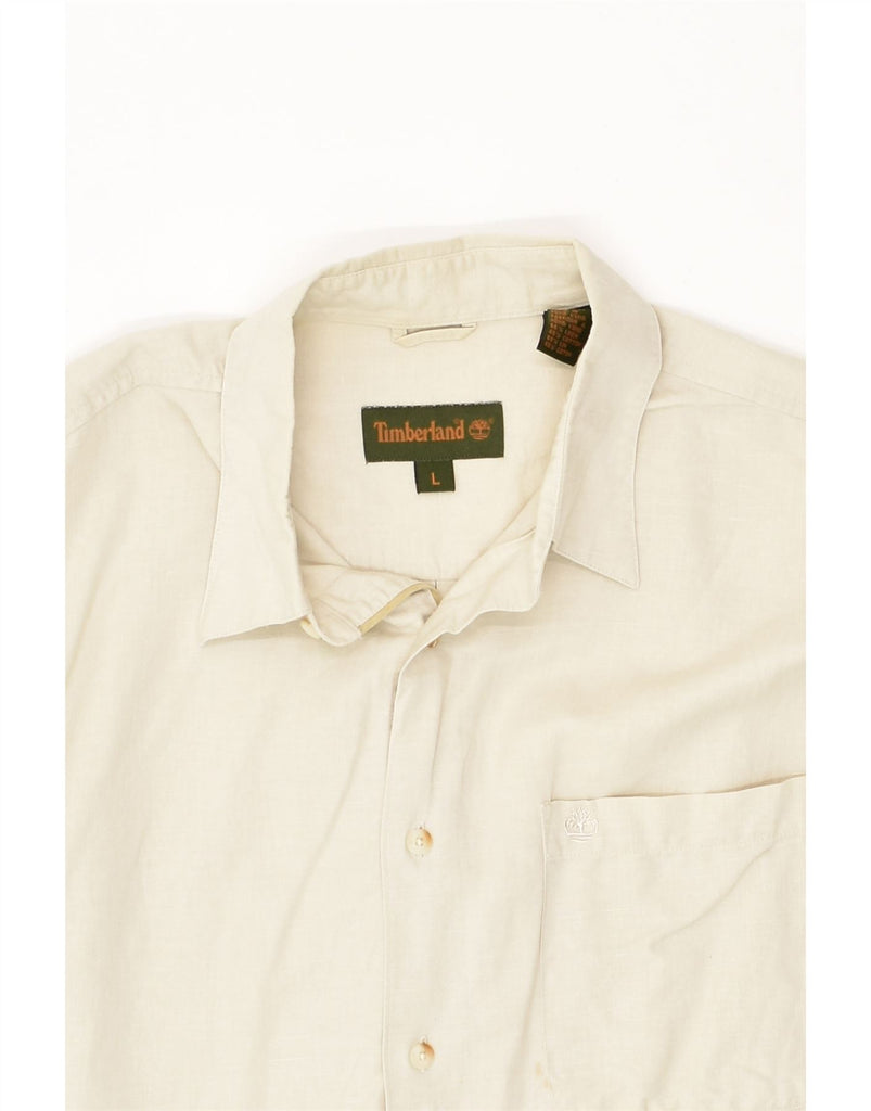 TIMBERLAND Mens Shirt Large Off White Linen | Vintage Timberland | Thrift | Second-Hand Timberland | Used Clothing | Messina Hembry 