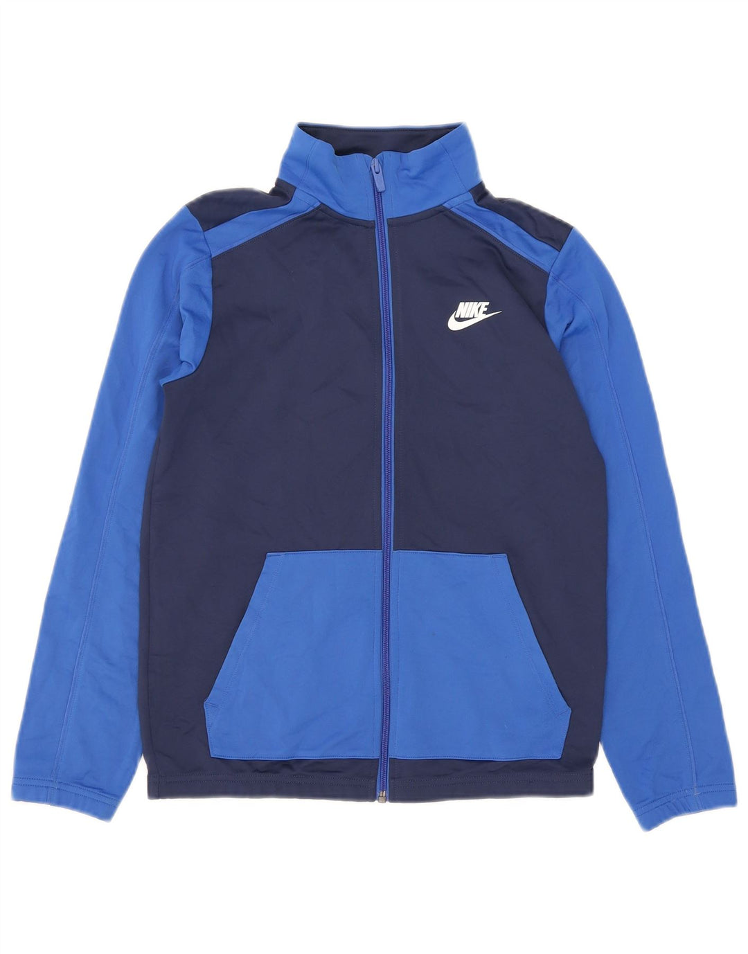 Nike Boys Tracksuit Top Jacket 12-13 Years Large Navy Blue Colourblock