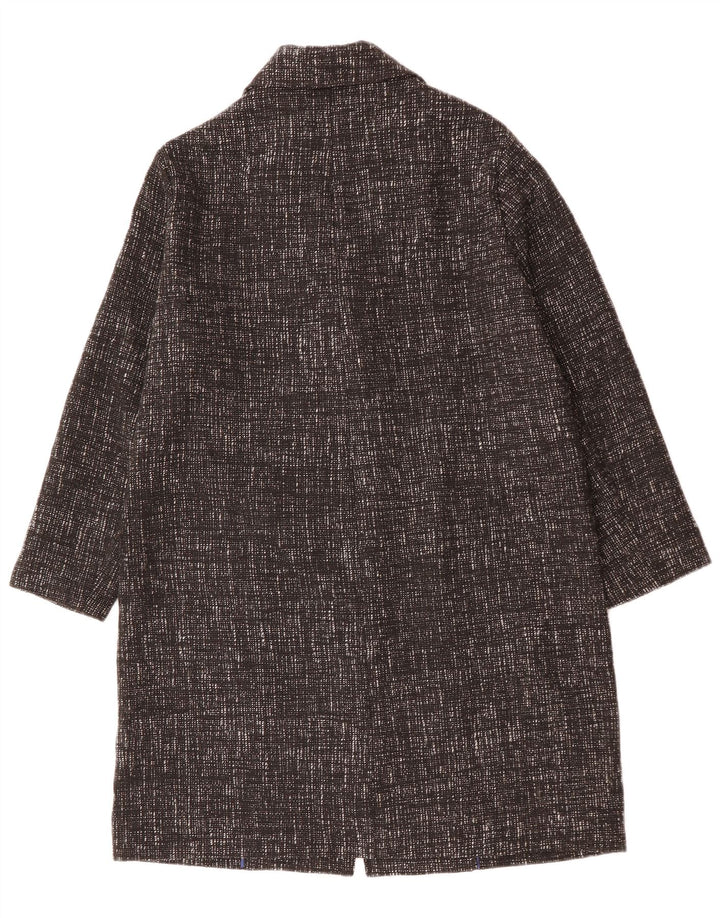 BENETTON Womens Overcoat IT 44 Medium Black Flecked Polyester