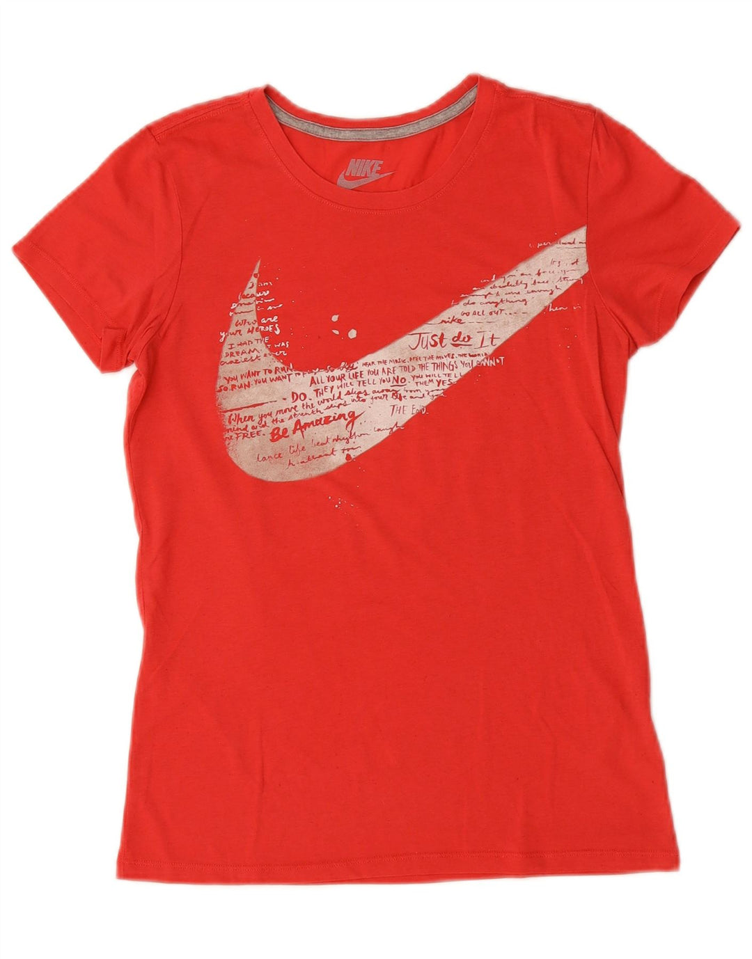 NIKE Womens Slim Fit Graphic T-Shirt Top UK 12 Medium Red