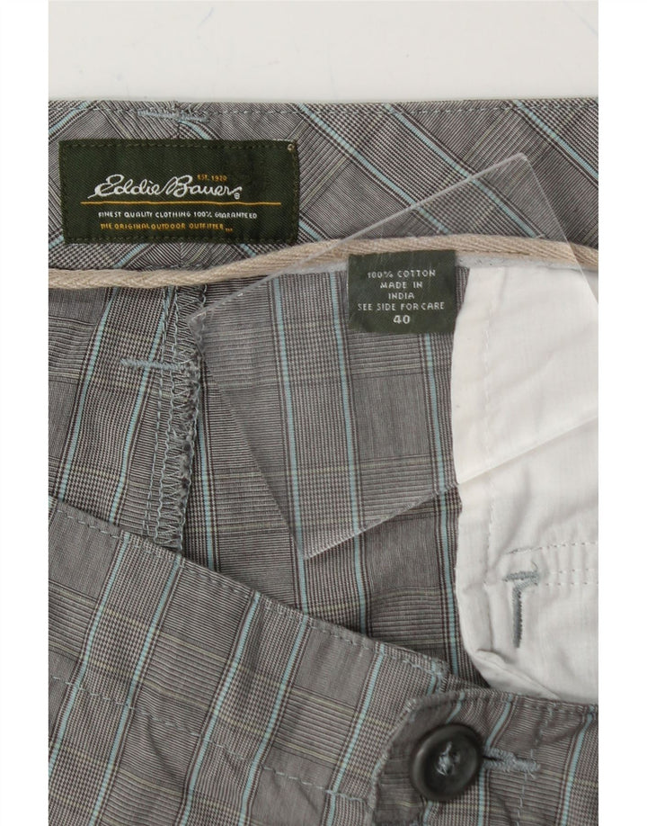 EDDIE BAUER Mens Chino Shorts W40 XL Grey Check Cotton Vintage Eddie Bauer and Second-Hand Eddie Bauer from Messina Hembry 