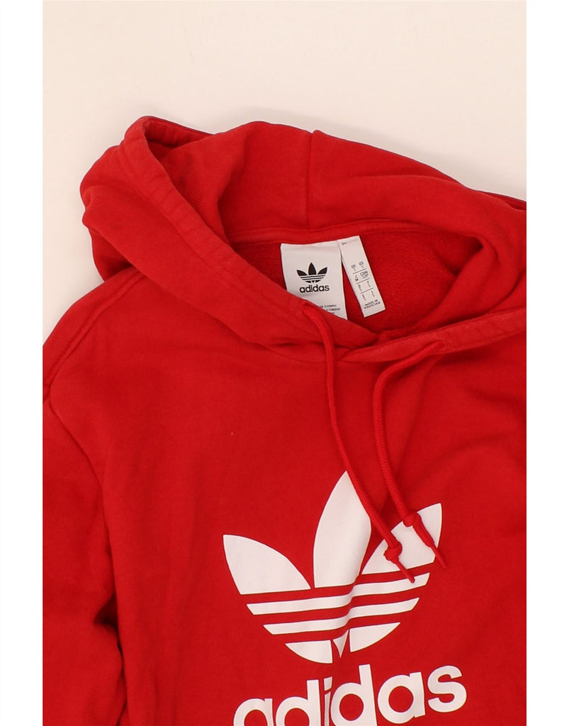 ADIDAS Mens Graphic Hoodie Jumper Small Red Cotton Vintage Adidas and Second-Hand Adidas from Messina Hembry 