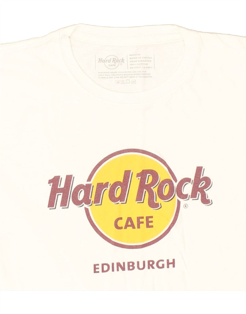 HARD ROCK CAFE Mens Edinburgh Graphic T-Shirt Top Medium White Cotton | Vintage Hard Rock Cafe | Thrift | Second-Hand Hard Rock Cafe | Used Clothing | Messina Hembry 