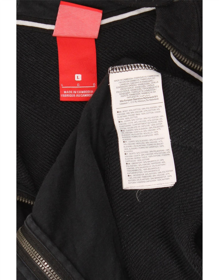 Nike Mens Zip Hoodie Sweater Large Black Cotton