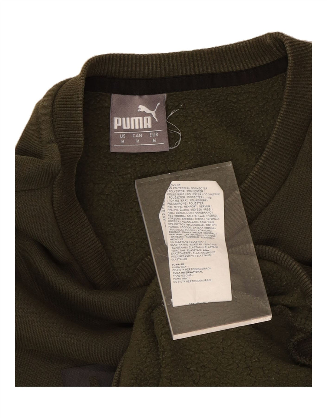 PUMA Mens Graphic Sweatshirt Jumper Medium Khaki Cotton Vintage Puma and Second-Hand Puma from Messina Hembry 