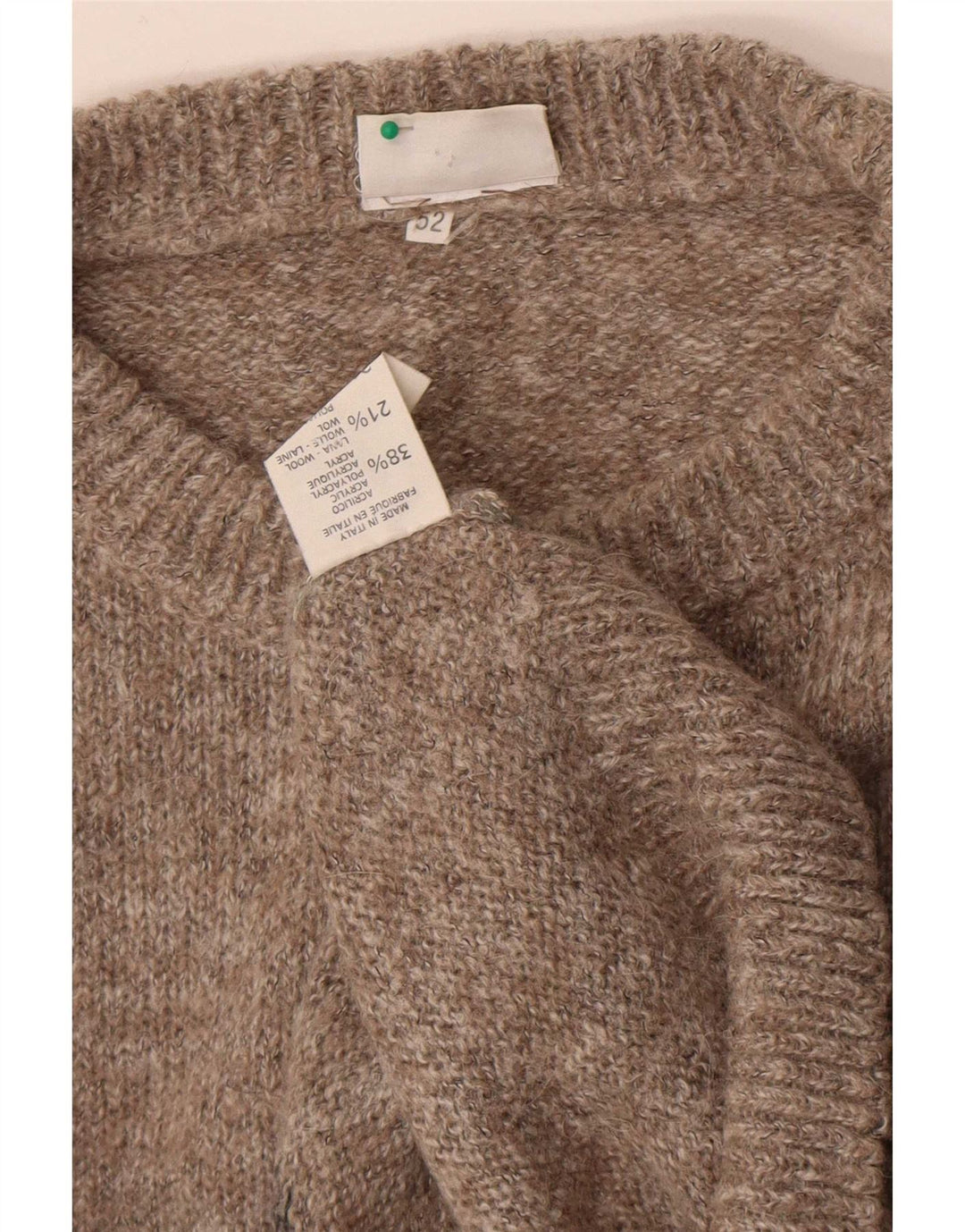 Fiume Mens Graphic Crew Neck Jumper Sweater IT 52 Large Brown Colourblock