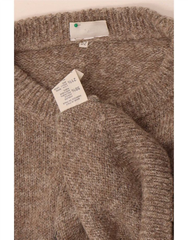 Fiume Mens Graphic Crew Neck Jumper Sweater IT 52 Large Brown Colourblock