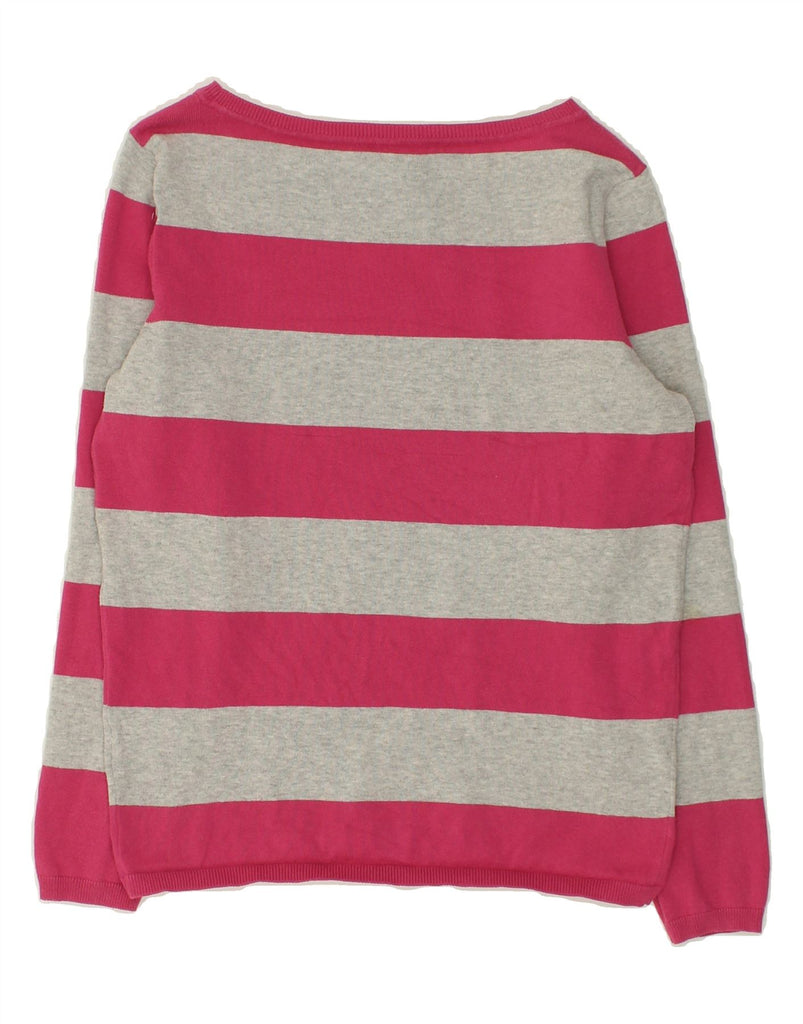 TOMMY HILFIGER Womens Boat Neck Jumper Sweater UK 12 Medium Pink Striped | Vintage Tommy Hilfiger | Thrift | Second-Hand Tommy Hilfiger | Used Clothing | Messina Hembry 