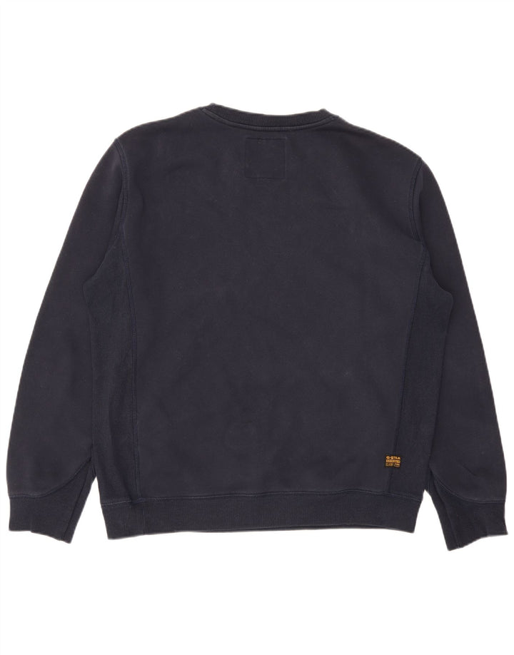 G-Star Mens Sweatshirt Jumper Large Navy Blue Cotton