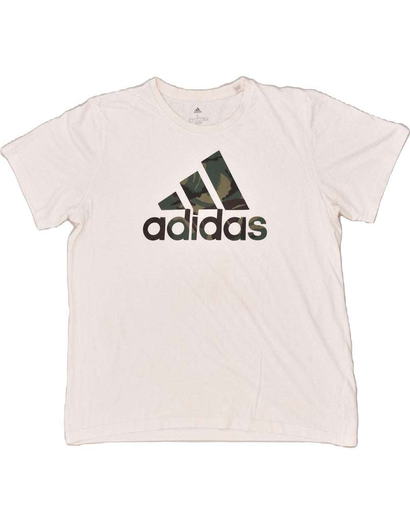 ADIDAS Mens Graphic T-Shirt Top Large White Cotton | Vintage Adidas | Thrift | Second-Hand Adidas | Used Clothing | Messina Hembry 