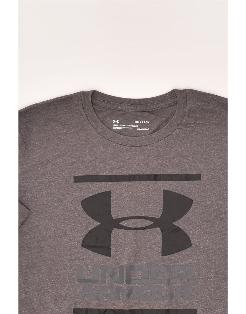 UNDER ARMOUR Mens Heat Gear Graphic T-Shirt Top Small Grey Cotton | Vintage Under Armour | Thrift | Second-Hand Under Armour | Used Clothing | Messina Hembry 