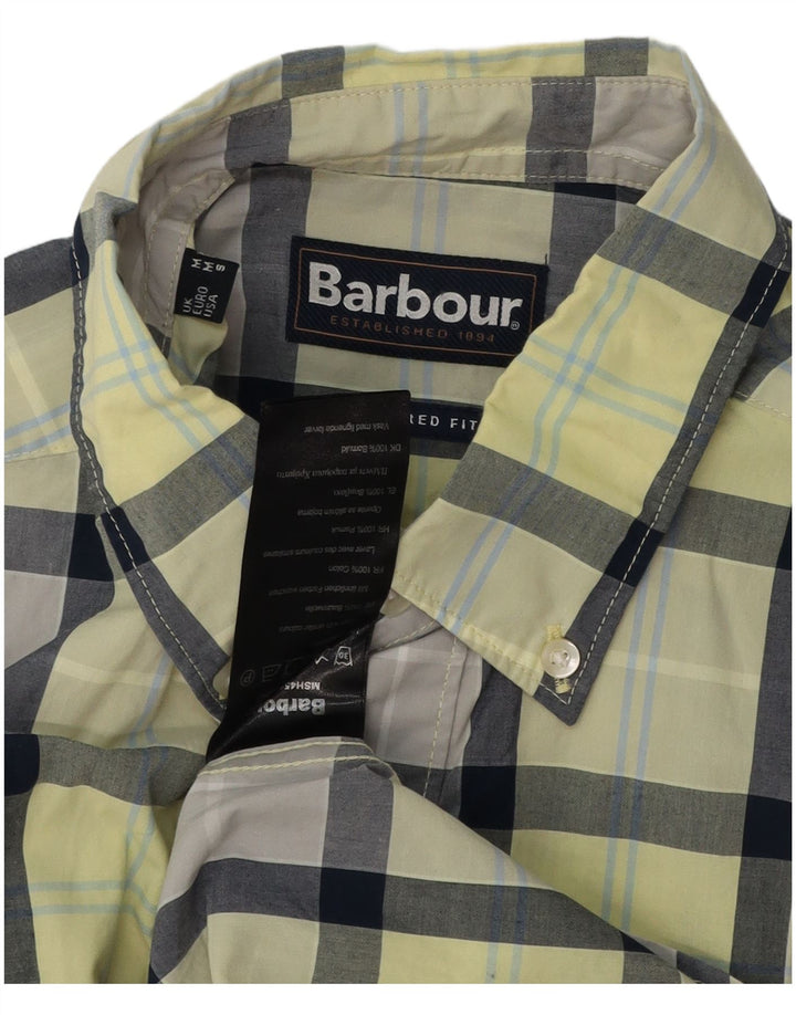 Barbour Mens Relaxed Fit Shirt Medium Yellow Check Cotton