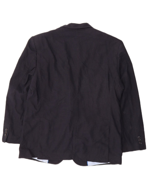 Marks & Spencer Mens 2 Button Blazer Jacket UK 42 Large Navy Blue Flax
