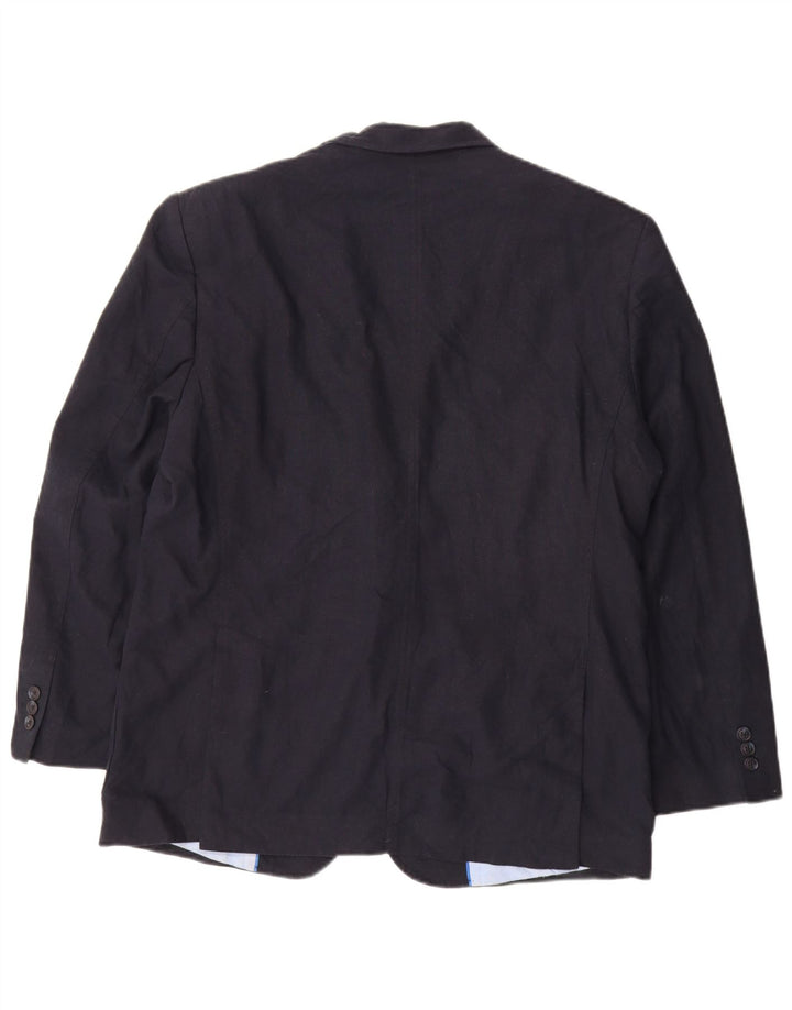 Marks & Spencer Mens 2 Button Blazer Jacket UK 42 Large Navy Blue Flax