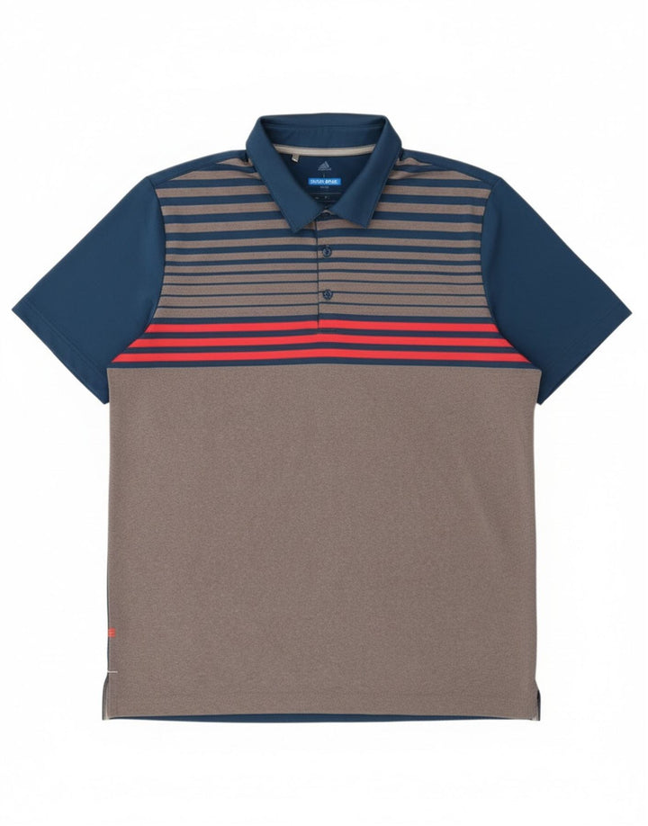 Adidas Mens Polo Shirt Large Grey Colourblock Polyester