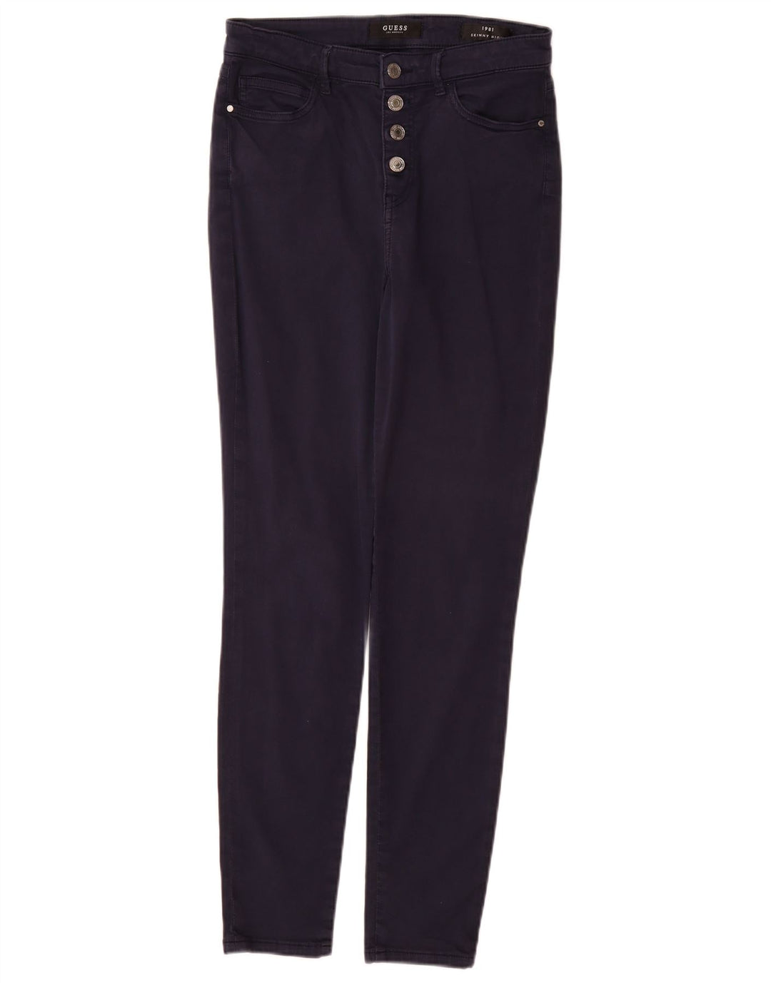 GUESS Womens High Waist Skinny Casual Trousers W28 L30 Navy Blue Cotton