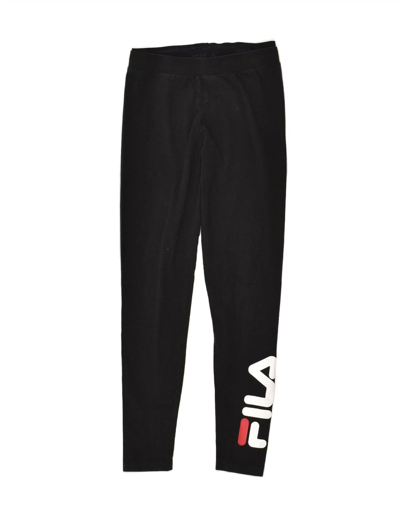 FILA Womens Graphic Leggings UK 8 Small Black Vintage Fila and Second-Hand Fila from Messina Hembry 