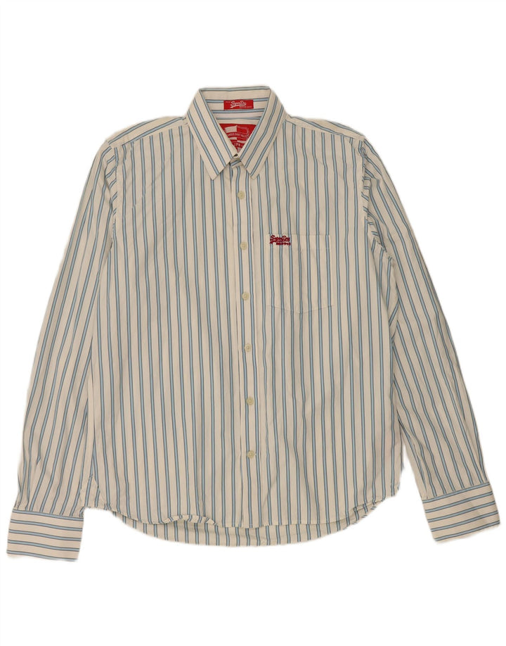 Superdry Mens Shirt 2XL White Striped Cotton