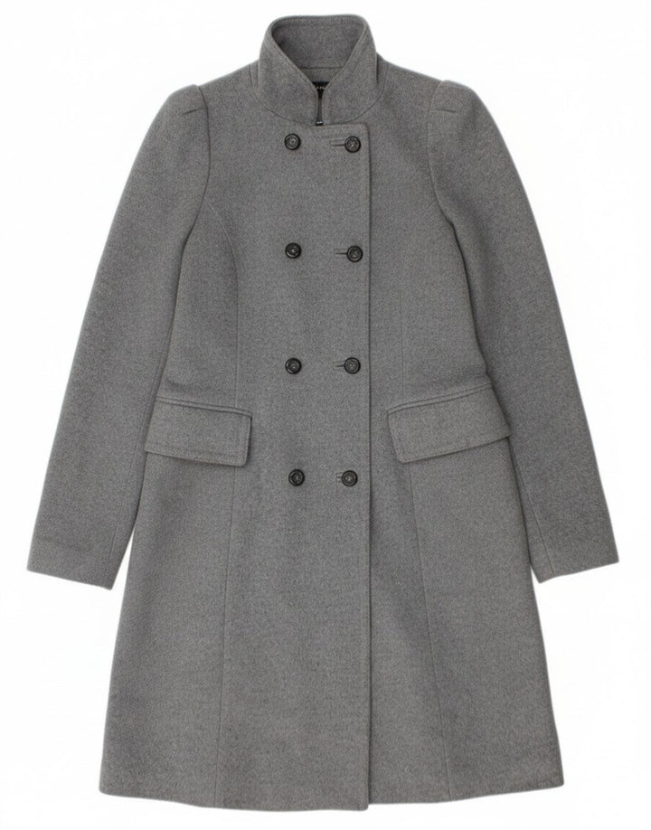 Zara Womens Double Breasted Coat UK 12 Medium Grey Wool