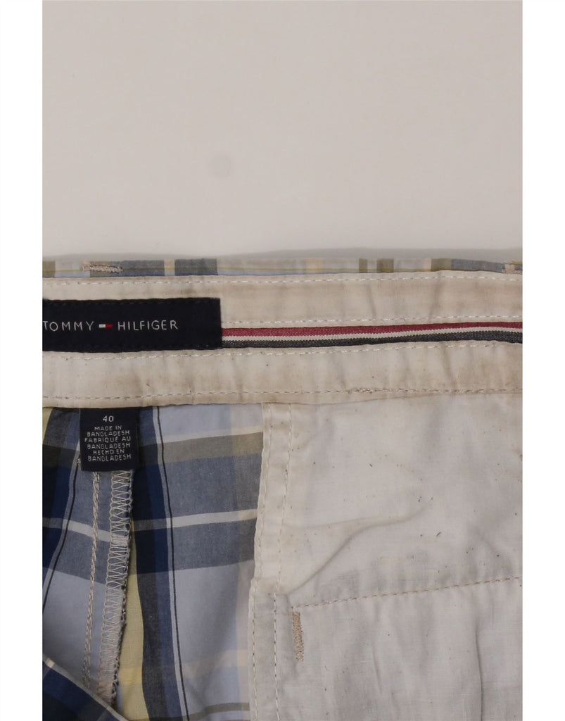 TOMMY HILFIGER Mens Chino Shorts W40 XL Navy Blue Check Cotton Vintage Tommy Hilfiger and Second-Hand Tommy Hilfiger from Messina Hembry 
