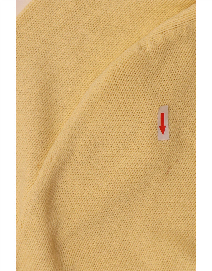Zara Mens V-Neck Jumper Sweater Large Yellow Cotton