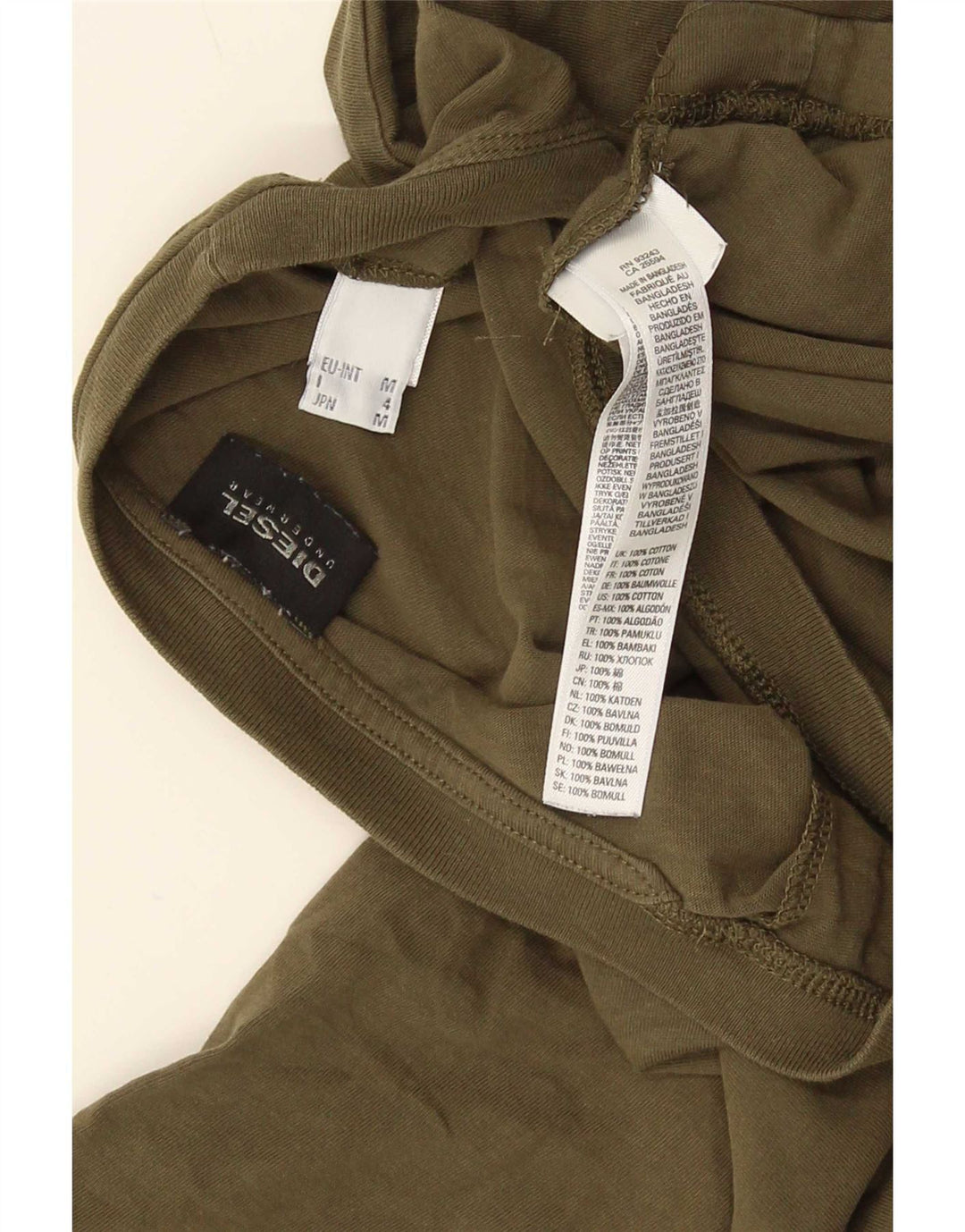Diesel Mens T-Shirt Top Medium Khaki Cotton