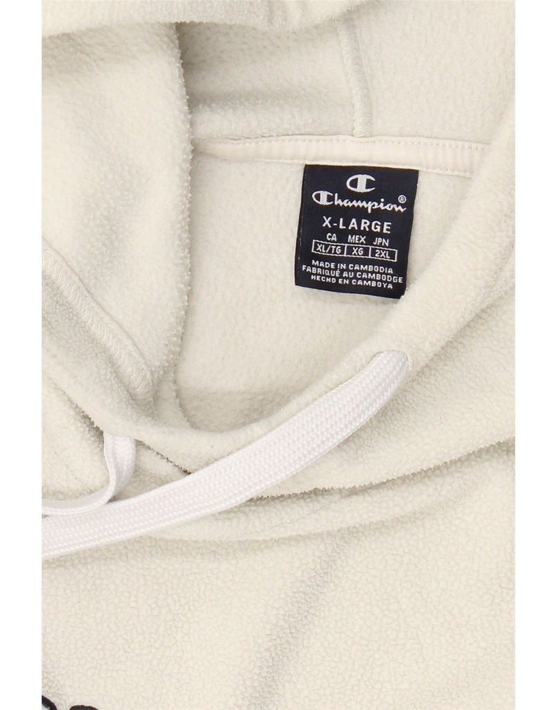 CHAMPION Mens Graphic Hooded Fleece Jumper XL Off White Polyester Vintage Champion and Second-Hand Champion from Messina Hembry 