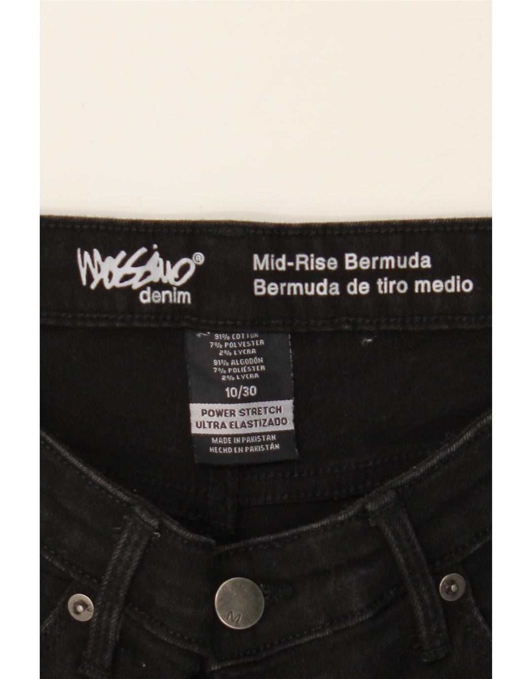 MOSSIMO Womens Mid Rise Denim Shorts US 10 Large W30 Black Cotton Vintage Mossimo and Second-Hand Mossimo from Messina Hembry 
