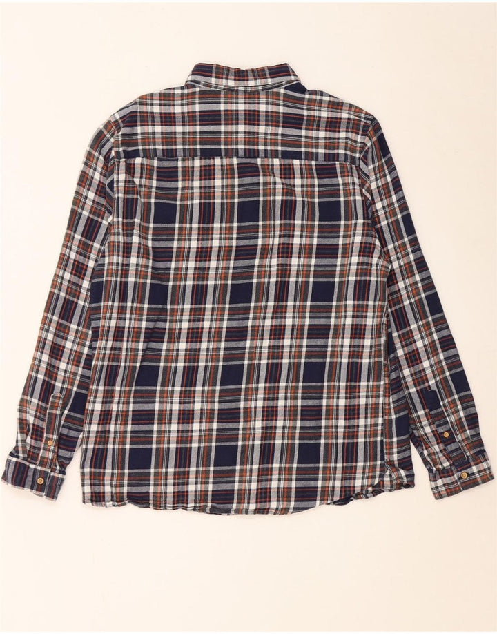 Max&Co. Mens Flannel Shirt Large Navy Blue Check Cotton