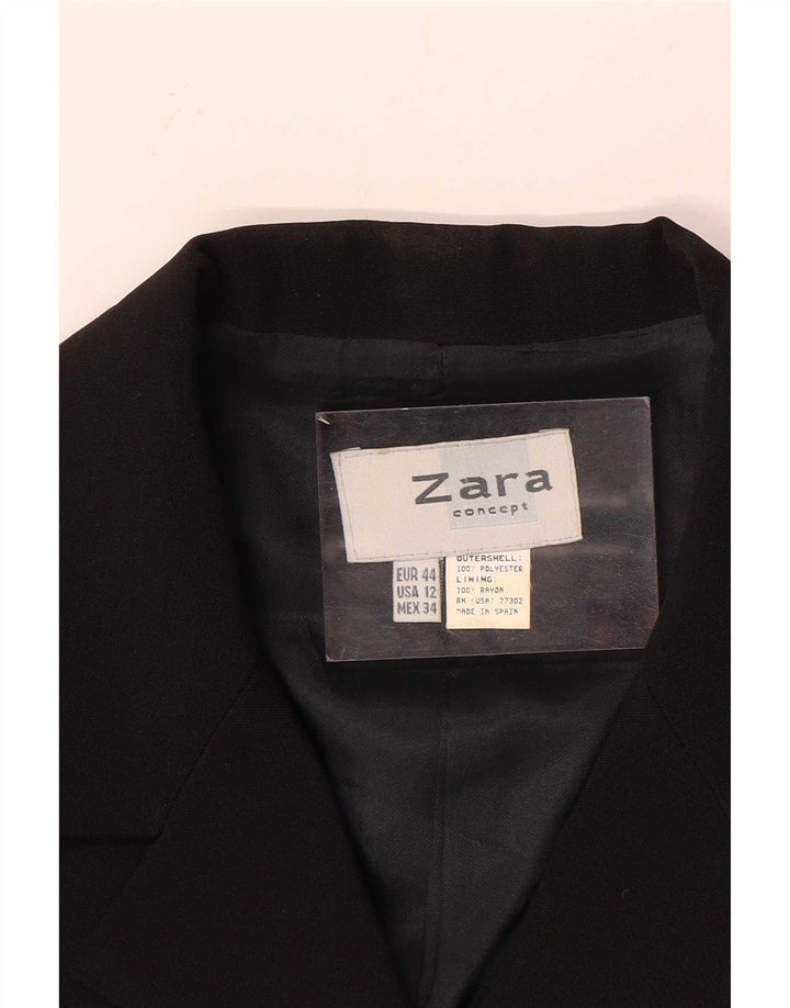 Zara Womens 4 Button Blazer Jacket EU 44 XL Black Polyester