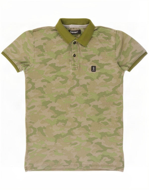 Refrigue Mens Polo Shirt Small Khaki Camouflage Cotton
