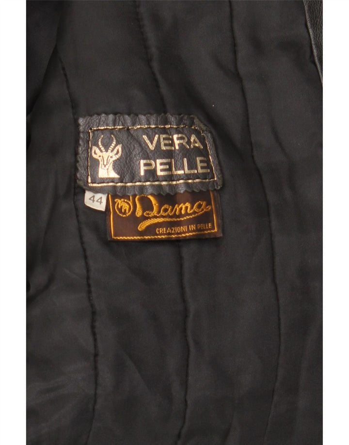 Dama Womens Leather Jacket IT 44 Medium Black Colourblock Leather