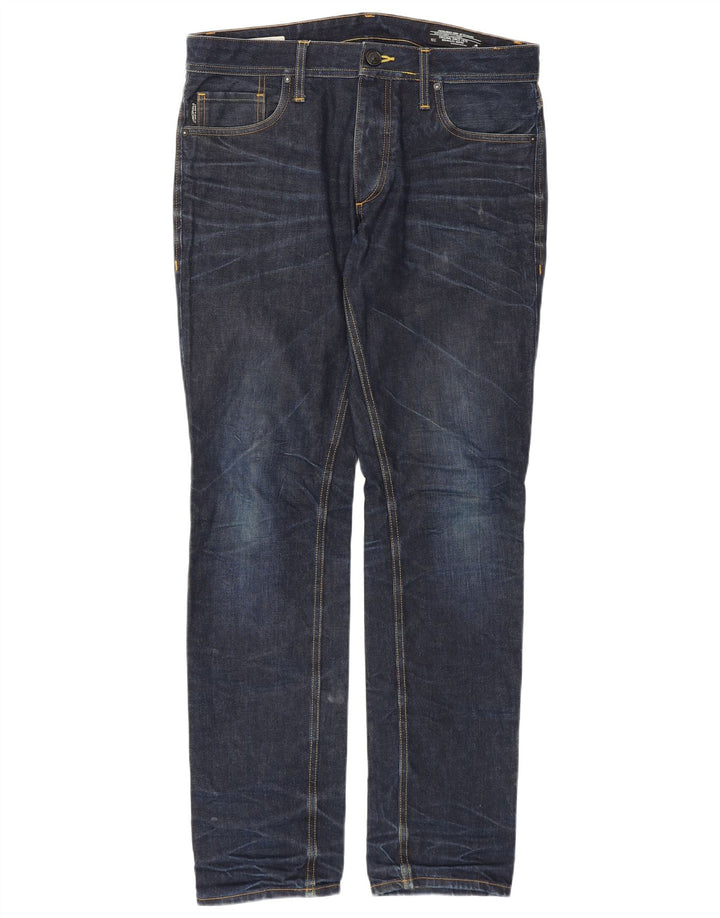 Jack & Jones Mens Tim Slim Jeans W32 L32 Navy Blue Cotton