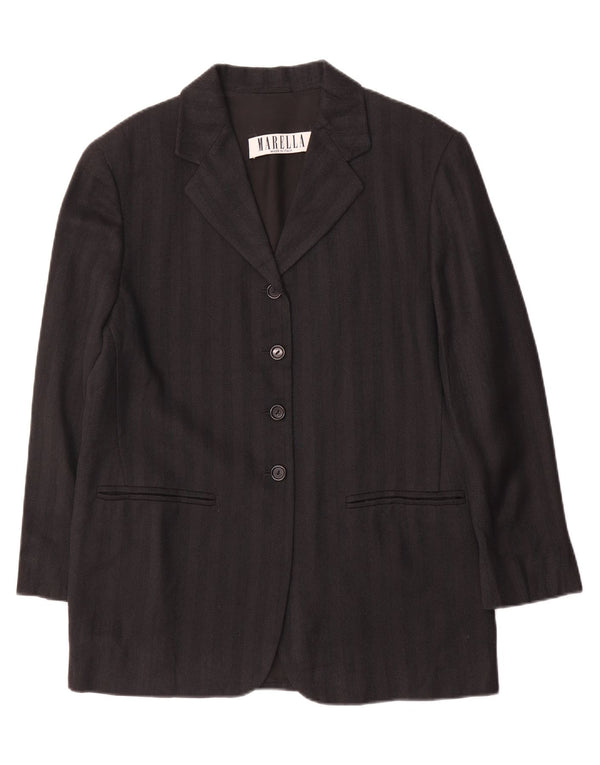 Marella Womens 4 Button 2 Piece Skirt Set UK 10 Small W26 Black Striped