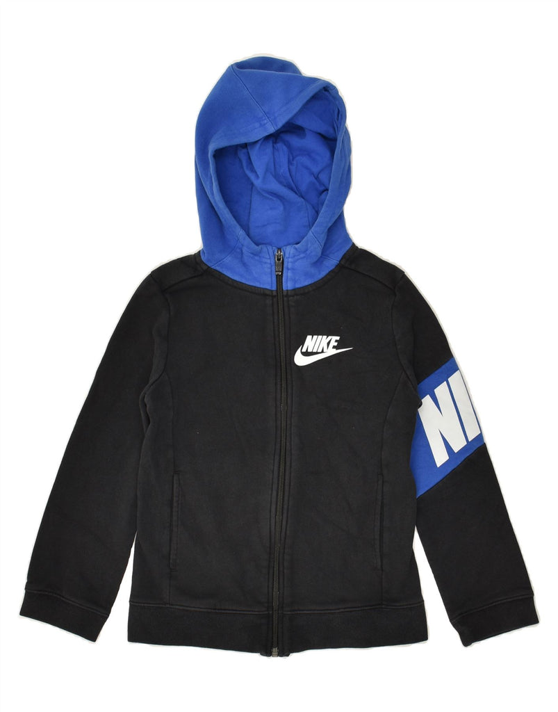 NIKE Boys Graphic Zip Hoodie Sweater 6-7 Years XS Black Colourblock Cotton | Vintage Nike | Thrift | Second-Hand Nike | Used Clothing | Messina Hembry 