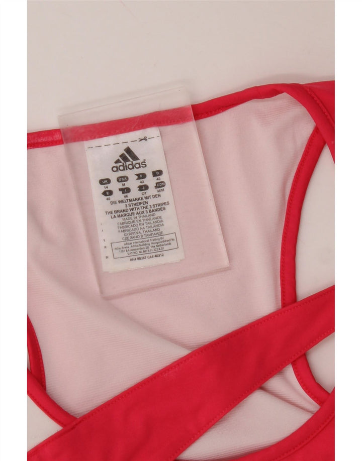 ADIDAS Womens Vest Top UK 14 Medium Pink Colourblock Nylon