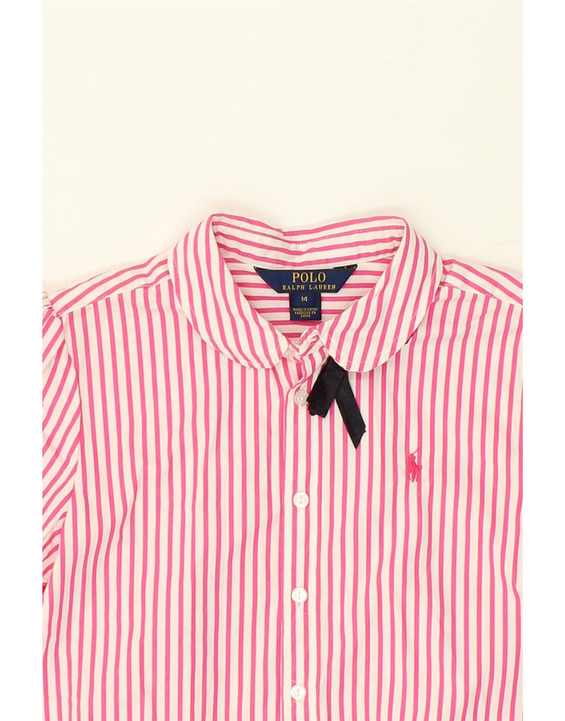 POLO RALPH LAUREN Girls Short Sleeve Shirt 13-14 Years Pink Striped Cotton Vintage Polo Ralph Lauren and Second-Hand Polo Ralph Lauren from Messina Hembry 