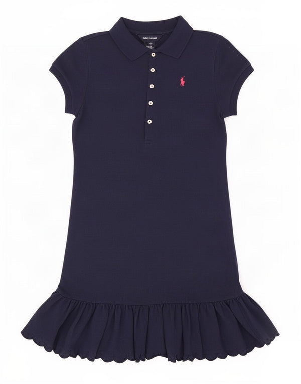 Ralph Lauren Girls Polo Dress 12-13 Years Large Navy Blue Cotton