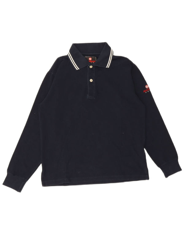 Murphy & Nye Mens Long Sleeve Polo Shirt Small Navy Blue Cotton