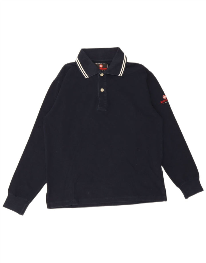 Murphy & Nye Mens Long Sleeve Polo Shirt Small Navy Blue Cotton