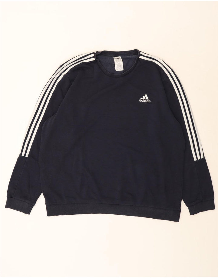 Adidas Mens Sweatshirt Jumper 2XL Navy Blue Cotton