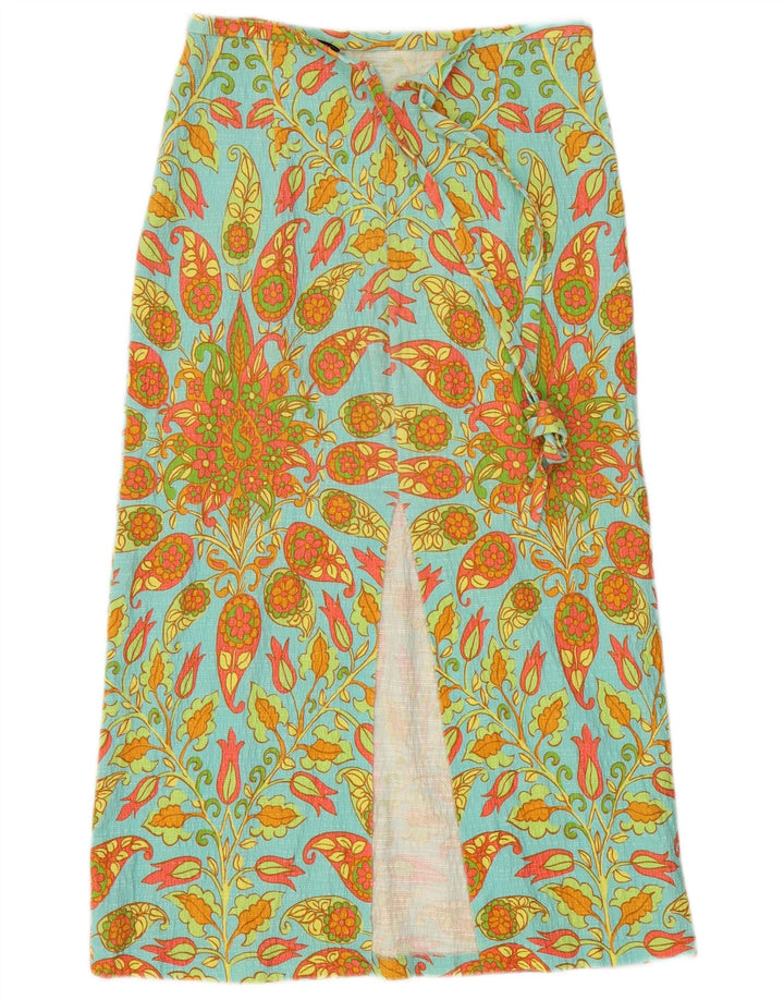 Zara Womens Midi Skirt Medium W28  Blue Paisley