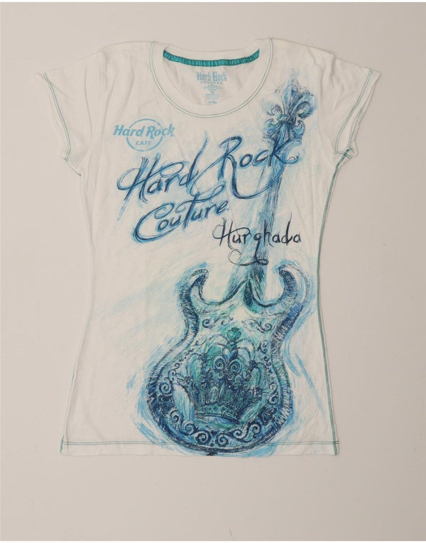 HARD ROCK CAFE Girls Hurghada Graphic T-Shirt Top 7-8 Years Medium White
