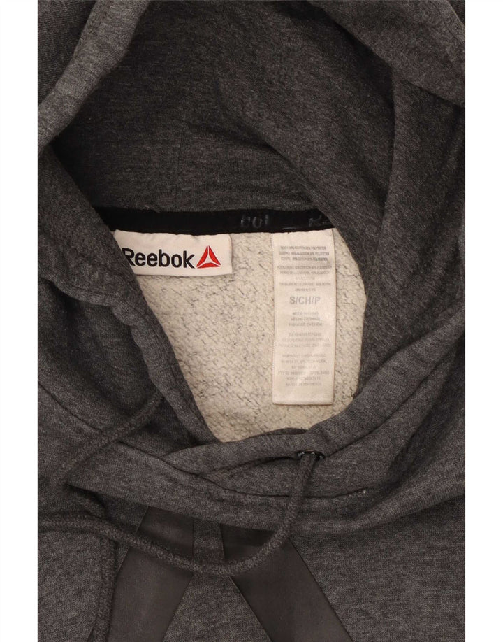 Reebok Mens Graphic Hoodie Jumper Small Grey Flecked Cotton