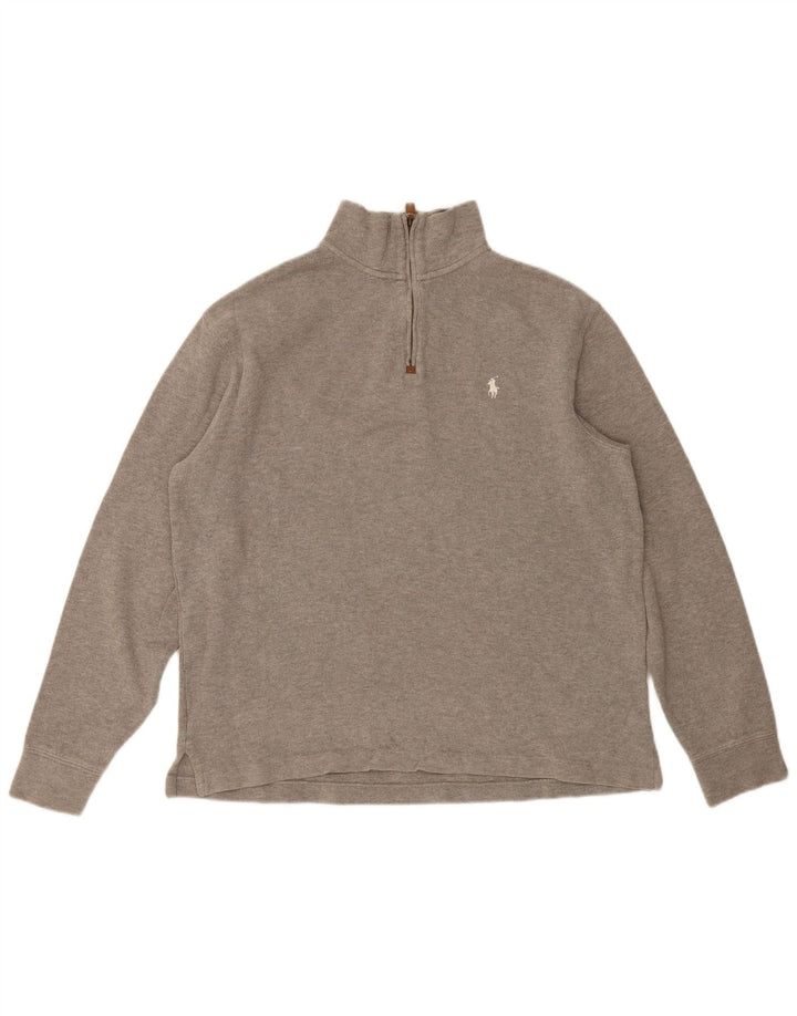 Polo Ralph Lauren Mens Zip Neck Top Long Sleeve Medium Grey Cotton