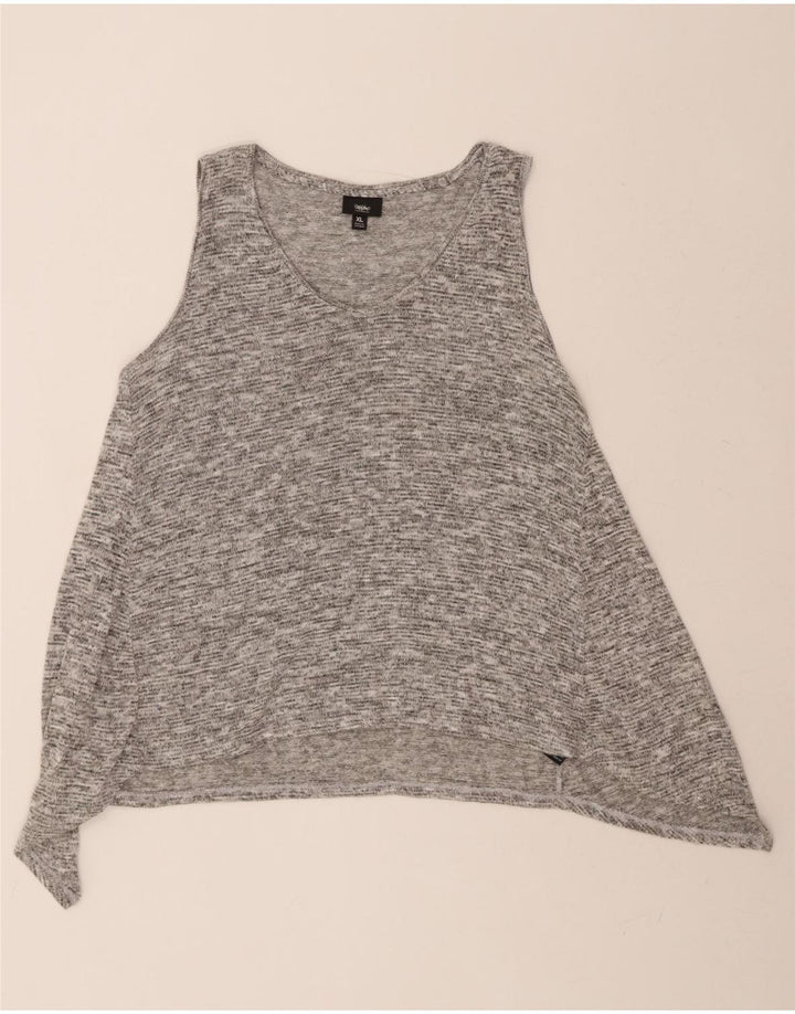 MOSSIMO Womens Knit Sleeveless Tunic Top UK 18 XL Grey Flecked Rayon Vintage Mossimo and Second-Hand Mossimo from Messina Hembry 