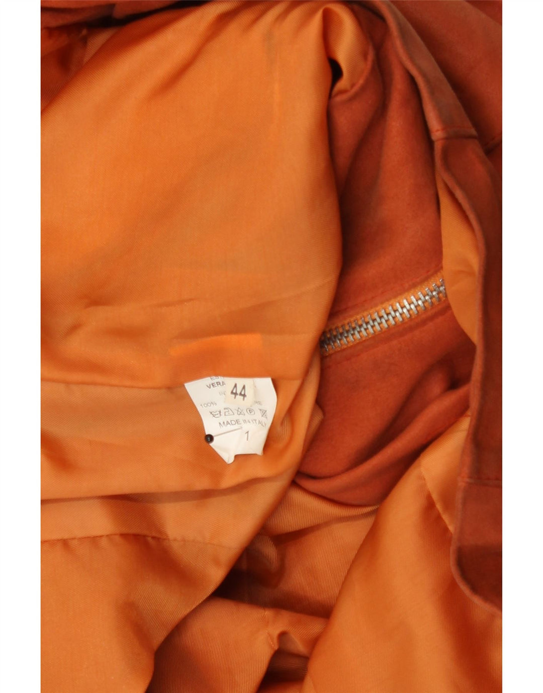 Vintage Womens Crop Leather Jacket IT 44 Medium Orange Leather