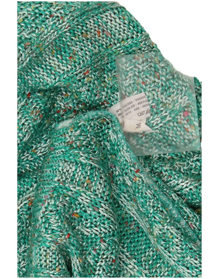 Vintage Womens Boat Neck Jumper Sweater UK 14 Medium Green Flecked