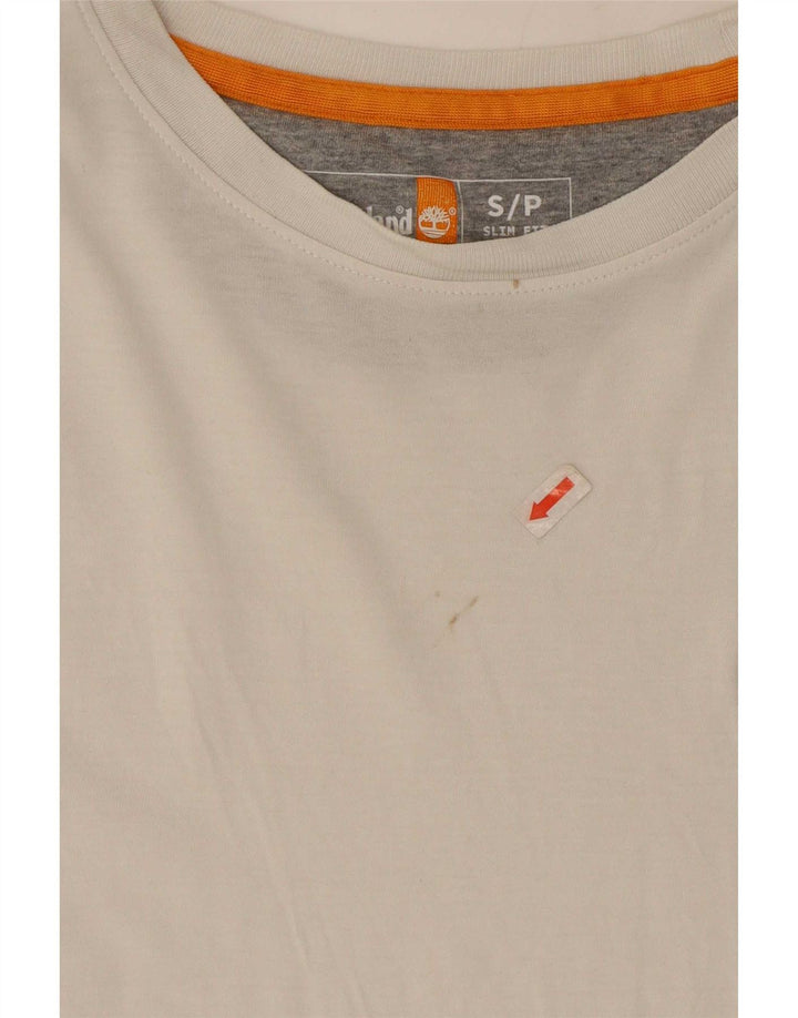 Timberland Mens Slim Fit T-Shirt Top Small White Cotton
